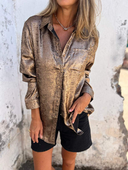 Marloes - Metallisk bluse