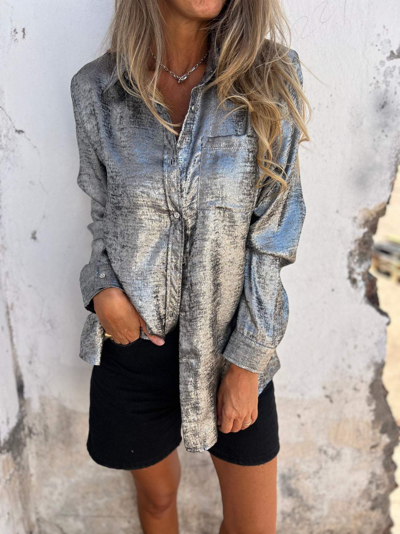 Marloes - Metallisk bluse