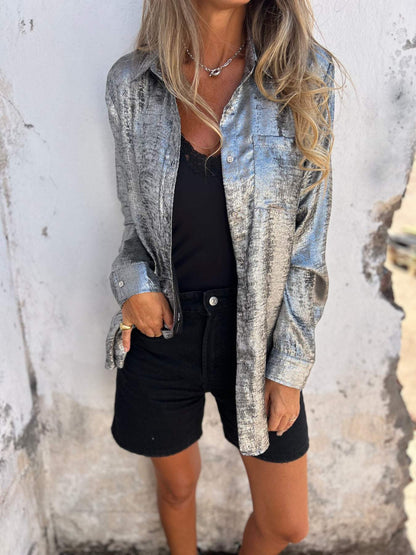 Marloes - Metallisk bluse