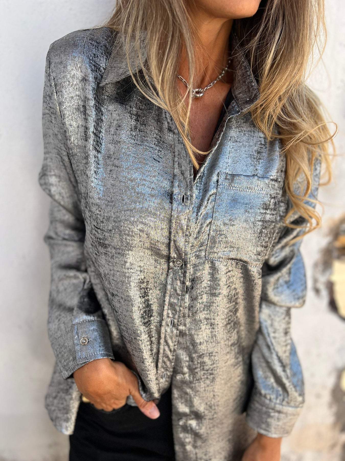 Marloes - Metallisk bluse